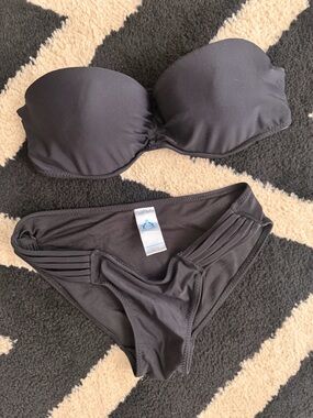 Black Strapless Bikini Set - Classic Solid Black - Free with another purchase!